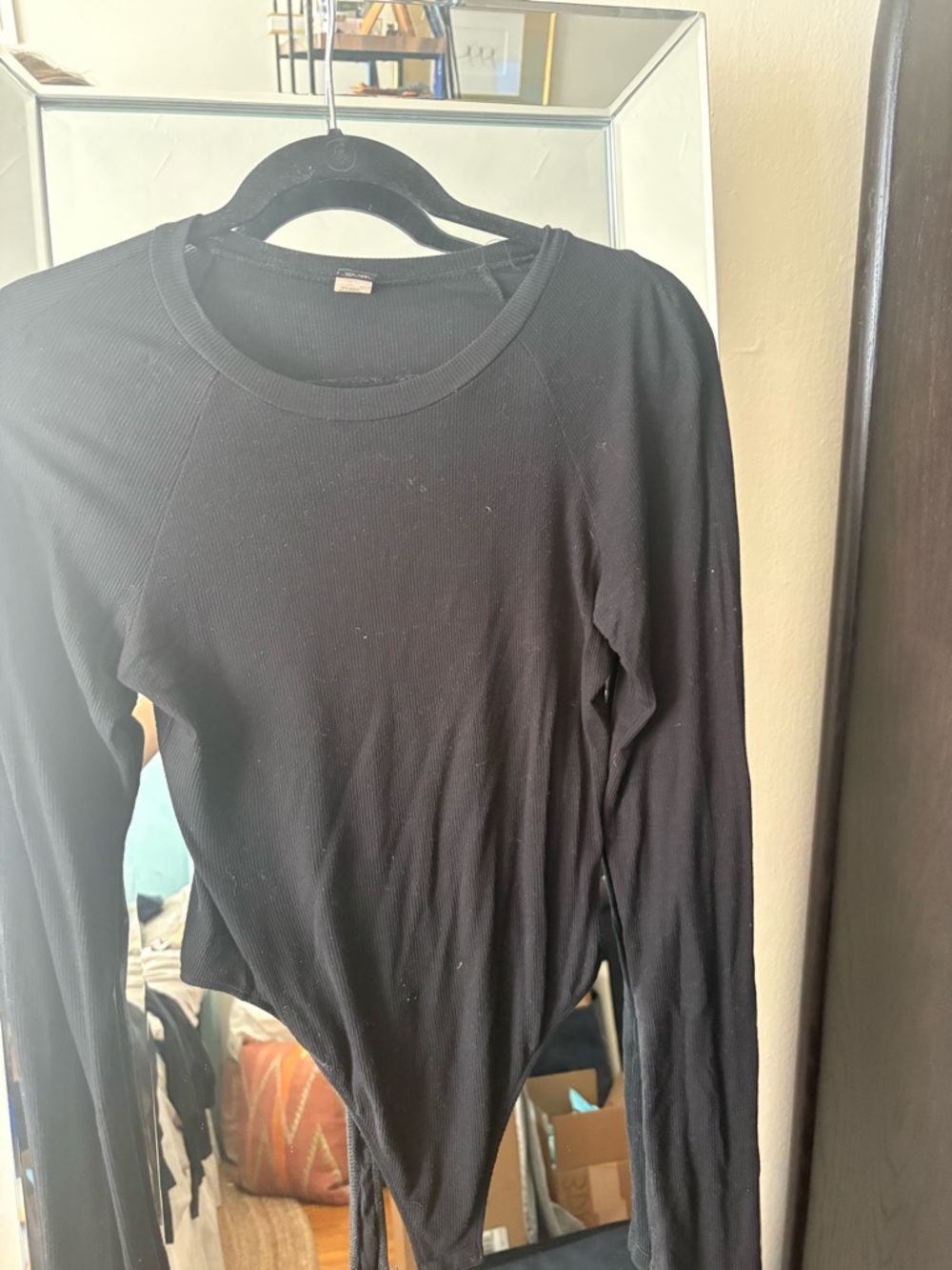 Only Hearts Black Long Sleeve Ribbed Bodysuit